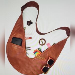 SASH Crossbody Bag - Original Classic - Brown Genuine Leather - Sling Bag